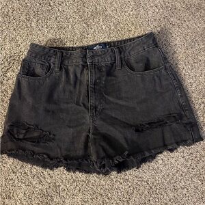 Hollister Black High Rise Distressed Denim Jean Shorts